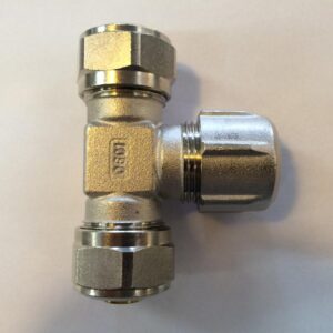 Rehau knel t-stuk voor Rehau buis 20x2,8 mm met aftakking naar 16x2 mm