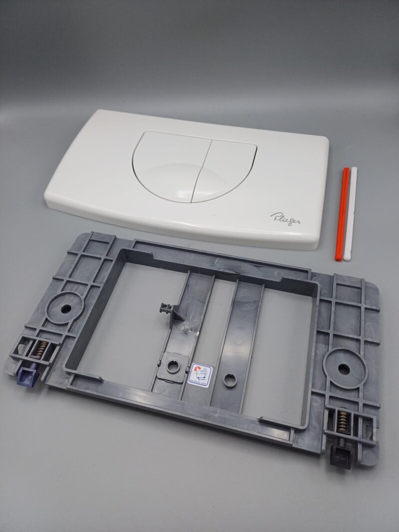 Sanit/Plieger ombouwset van single flush Neckar naar duospoel,incl.binnenwerk Drukplaat wit
