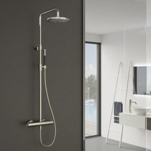 Hotbath Cobber complete douche opbouwset met opbouw thermostaat, hoofddouche en handdouche SDS9 NI glans Nikkel
