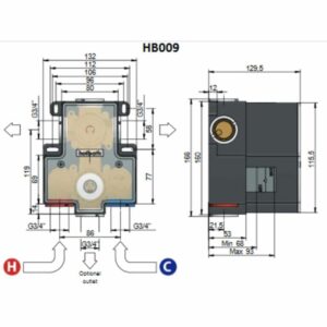 Hotbath HB009 inbouw box / inbouwdeel tbv Stop- omstel Buddy Bloke Chap