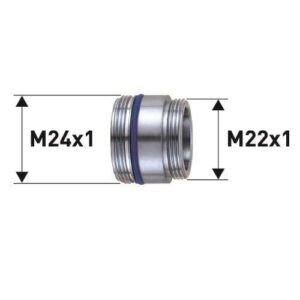 Neoperl verloopnippel messing verchroomd M24x1 bu x M22x1 bu art. 50505094 -C5C-