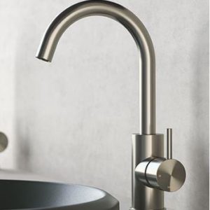Hotbath Archie RVS wastafelkraan met hoge draaibare uitloop AR004