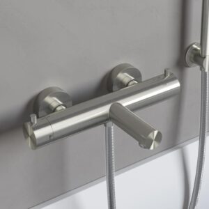 Hotbath Archie thermostatische badmengkraan met uitloop RVS AR022