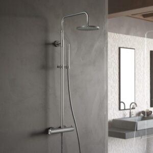 Hotbath Archie complete douche opbouwset met opbouw thermostaat RVS, hoofddouche en handdouche SDS30
