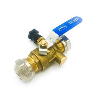 Uponor-VSH kogelkraan knel met aftap voor 20mm Unipipe