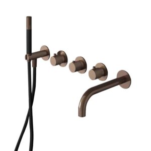 Hotbath Cobber CB7072BL inbouw badthermostaat met 2 stopkranen & uitloop mat zwart