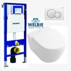 Wandcloset aktieset Geberit Duofix reservoir UP320 , Villeroy & Boch wandcloset Subway 2.0 met softclose closetzitting, wit